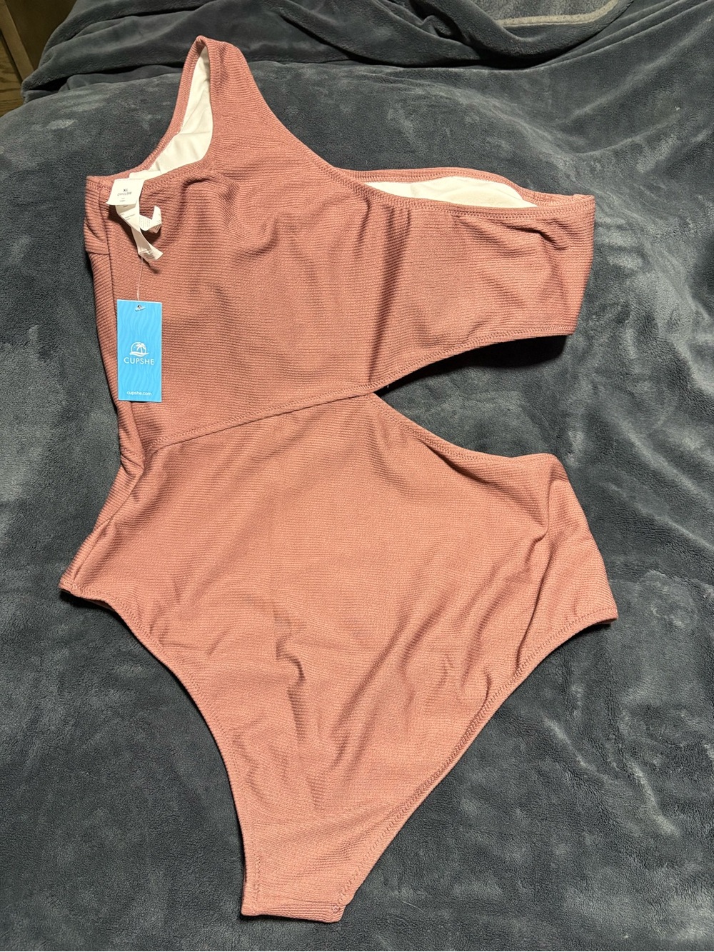 Cupshe One-Shoulder Dusty Rose Cutout One-Piece Swimsuit